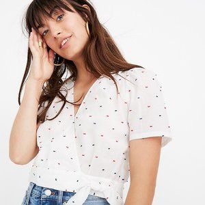 NWT- Madewell Short-Sleeve Wrap Top in Clipdot (OBO)